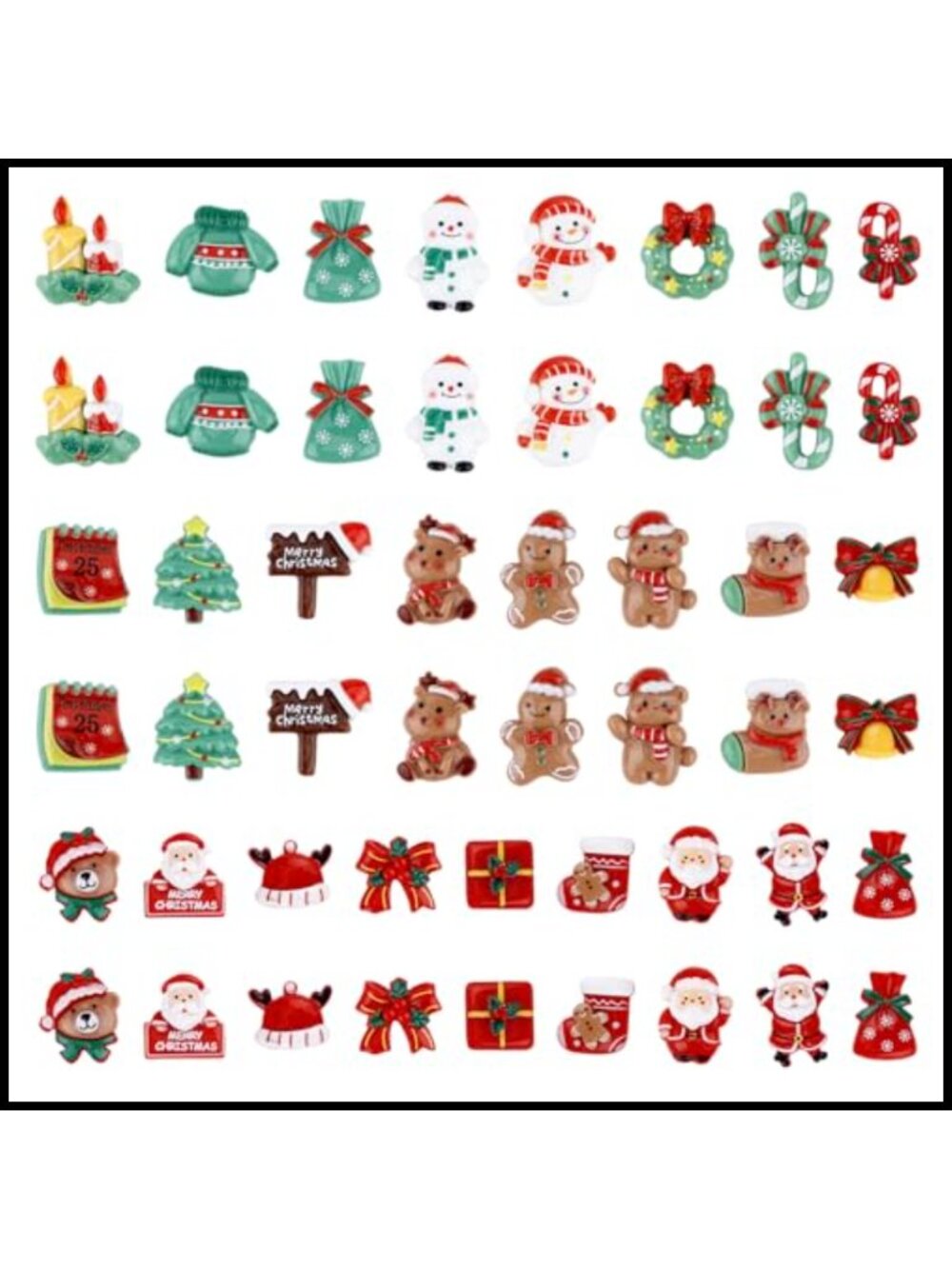 50pc Resin Mini Christmas Ornaments DIY Craft Figurines Set